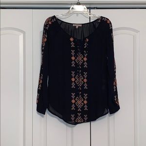 Sheer black/really dark navy blouse.